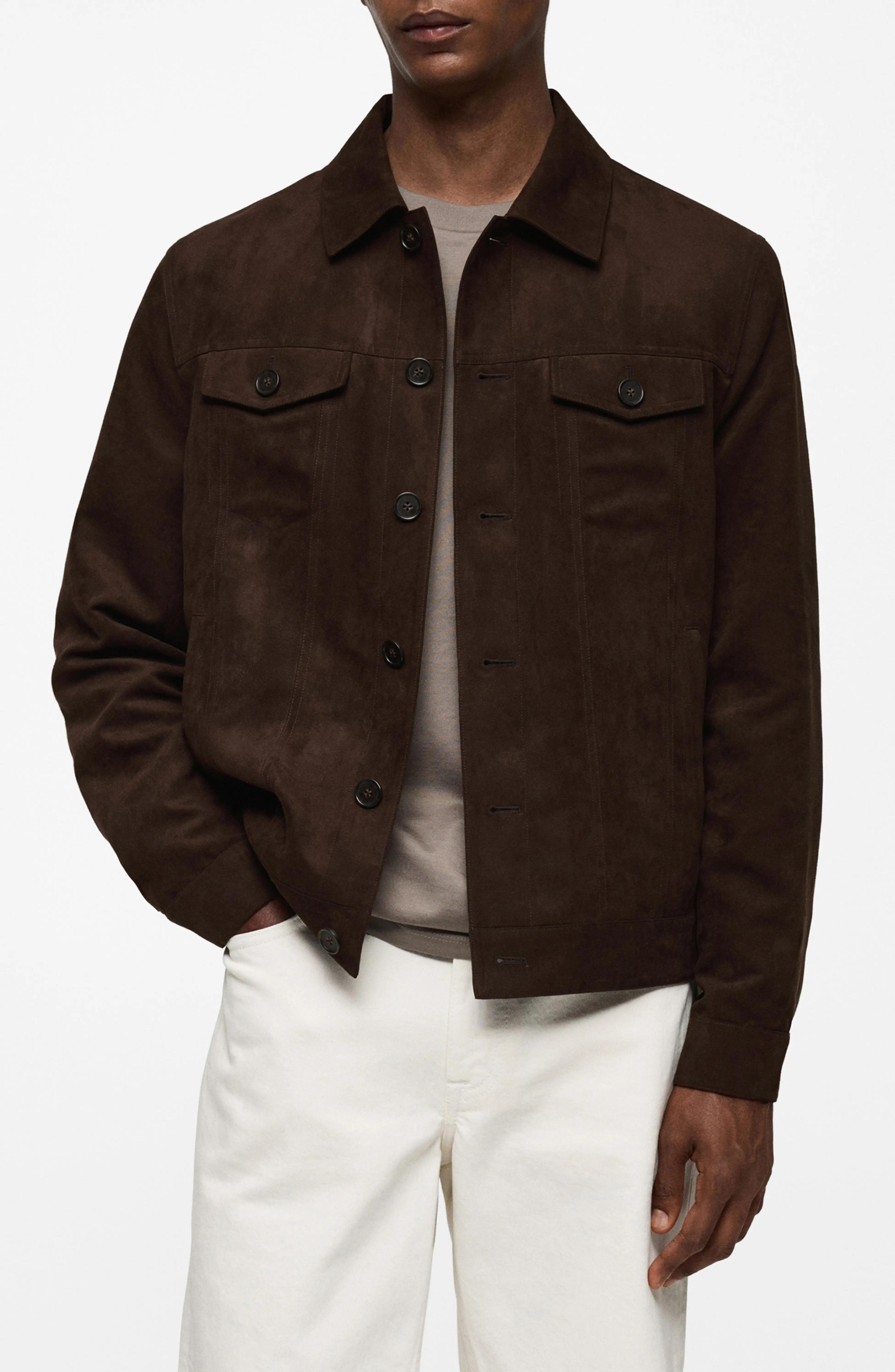 Suede Effect Trucker Jacket
