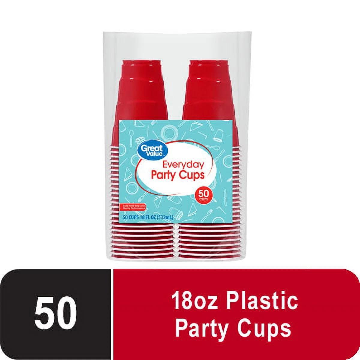 Great Value Everyday Disposable Plastic Party Cups  Red  18 oz  50 Count