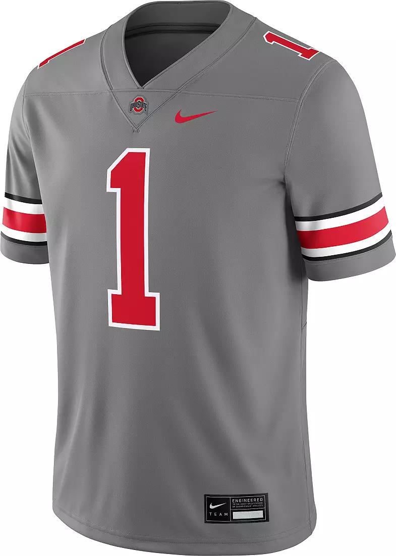 Nike Men's Ohio State Buckeyes #1 Gray Dri-FIT Replica Football Game Jersey