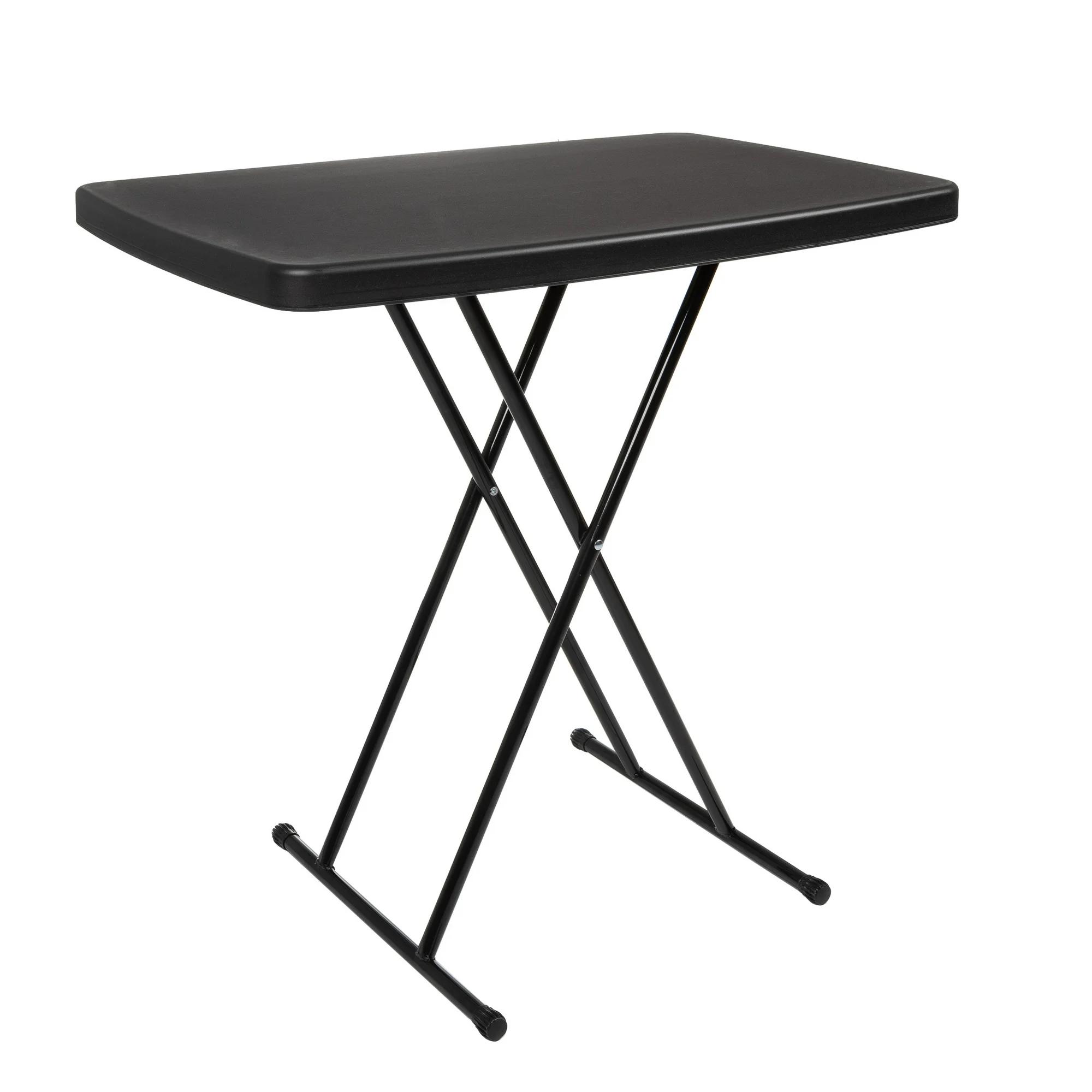 Everyday Home Adjustable Folding Table for Camping  Cards and Crafts  Black