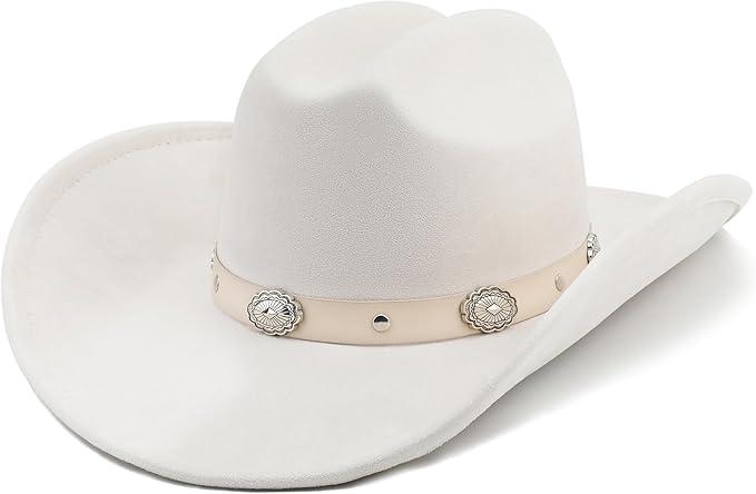Wide Brim Felt Cowboy Hat for Women Men Western Cowgirl Hats