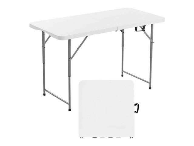 VEVOR 4 Ft Plastic Folding Table Portable Picnic Utility Table Handle Indoor Outdoor