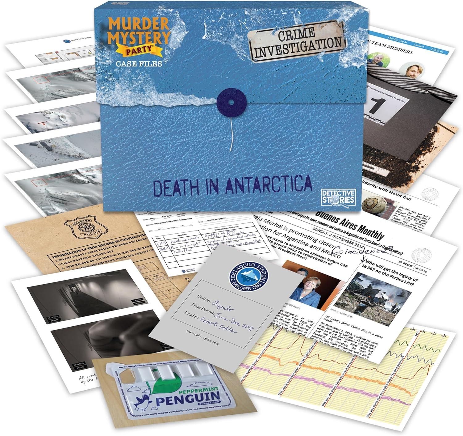 Murder Mystery Party, Death in Antarctica, Case File Game for 1+ Players, Ages 14 and Up