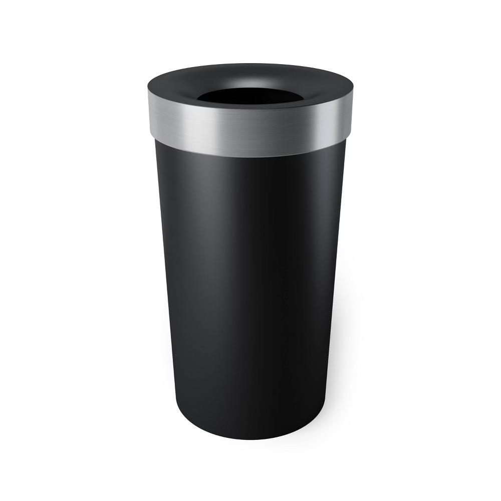Umbra 16.5gal Vento Can Black/Nickel: Indoor Polypropylene Trash Can, Open Top, 27" Height, 14.6" Width, 6 lbs