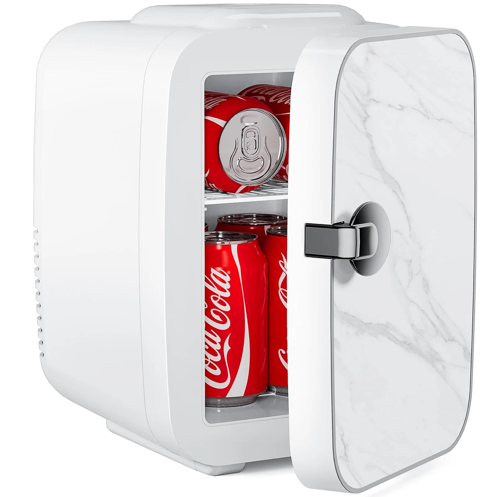 Yoneston 4L Portable Mini Fridge for SkinCare Food and Drinks  6 Can Cooler & Warmer Small Refrigerator for Bedroom Dorm Car Office  Marble White