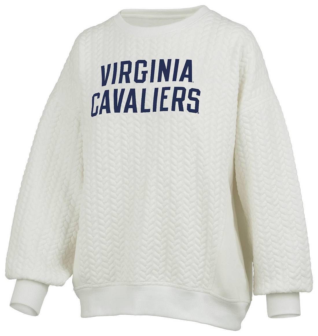 Pressbox Women's Virginia Cavaliers Ivory Roxy Crew Pullover Sweatshirt