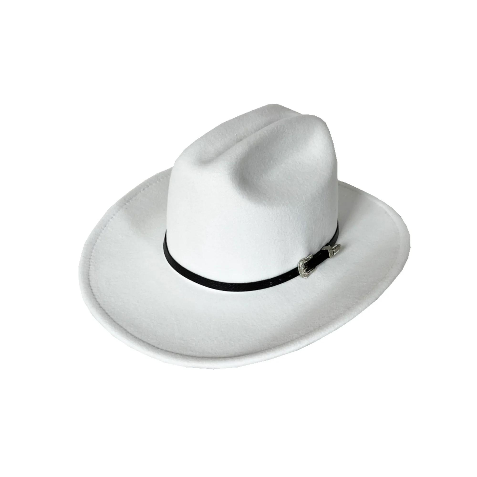 LZLER Fashion Western Cowboy Hat for Men Women Wide Brim Fedora Hat with Buckle Belt