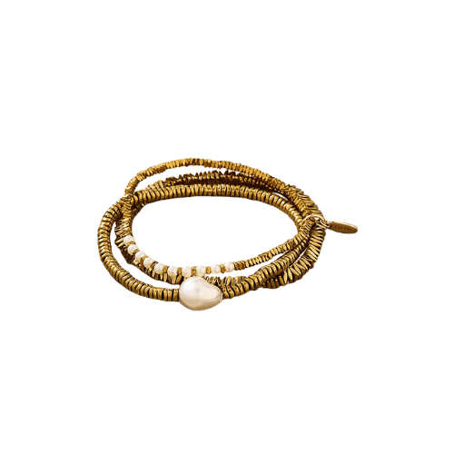 Mixed Metal Beaded Bracelets, Set of 3