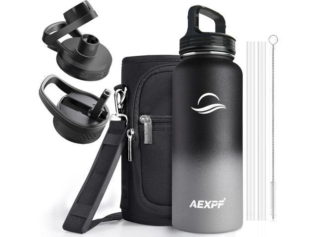 32 oz Sports Water Bottle, Stainless Steel Vacuum Insulated Water Flask Bottle with Straw Lids, Reusable Leakproof Metal Thermos, Water Bottle with...